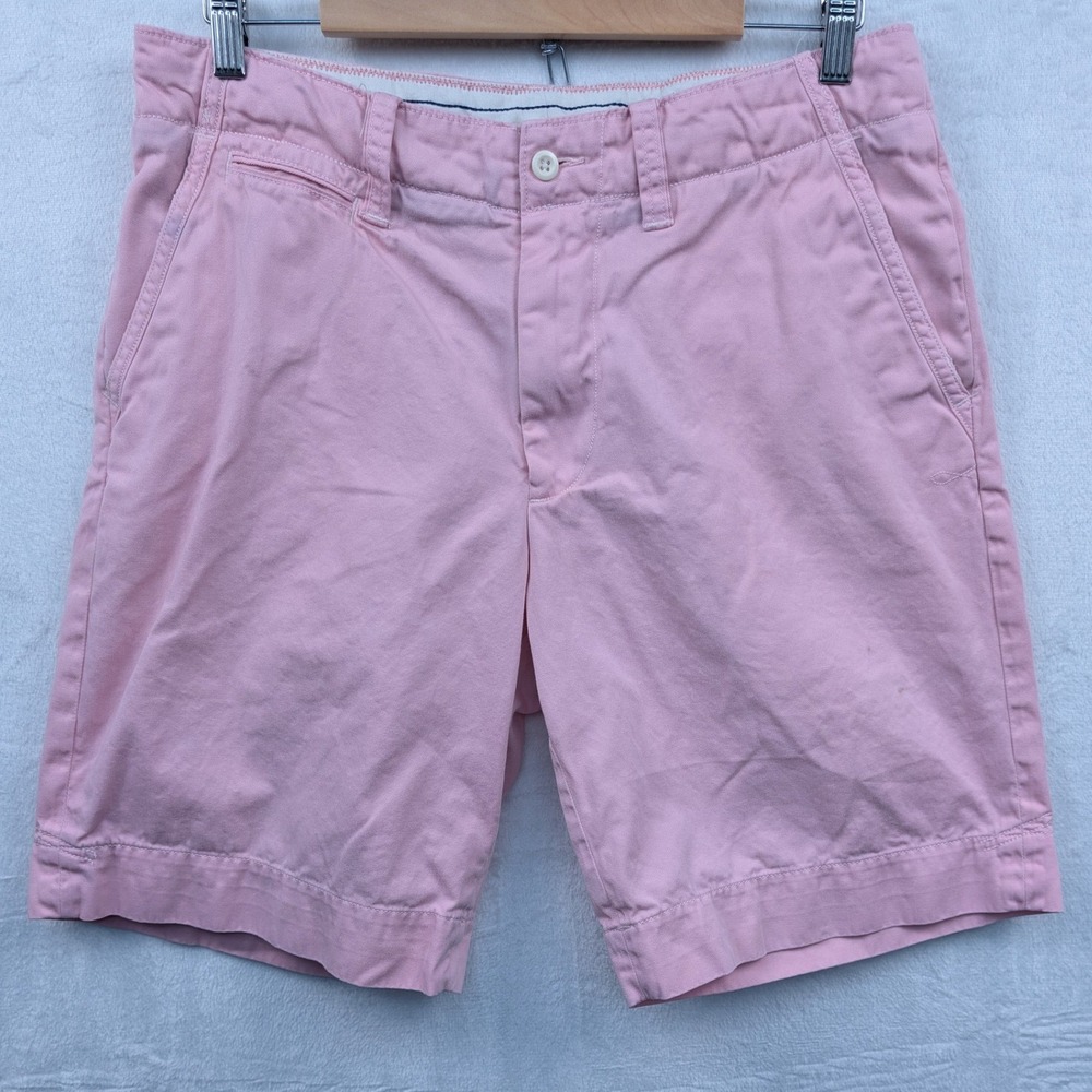 VTG Polo Ralph Lauren Shorts Mens 33 Pink 10.5" Chino Preppy Twill Drawsting Y2K